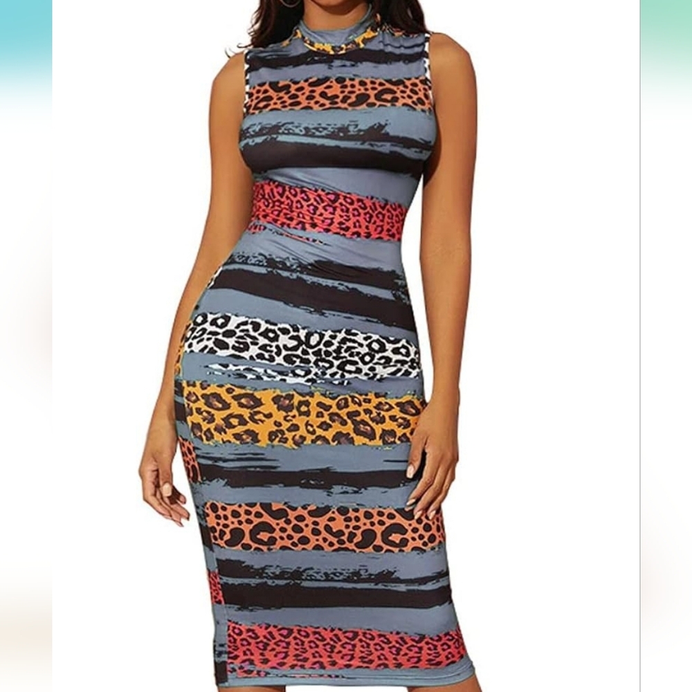 Leopard Bodycon Midi Dress